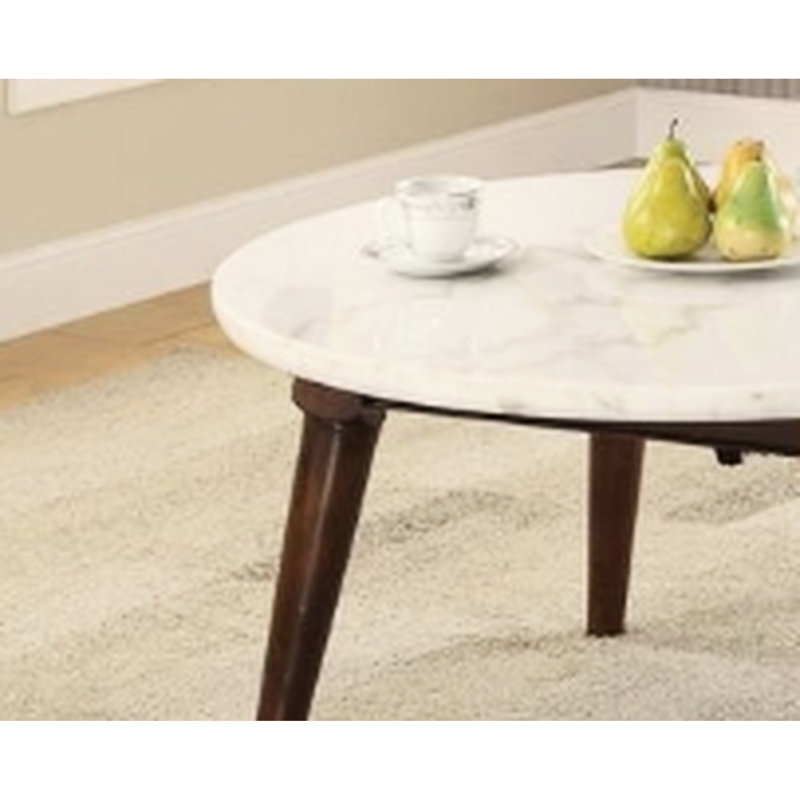 Décoration de table basse glamour en marbre blanc et noyer