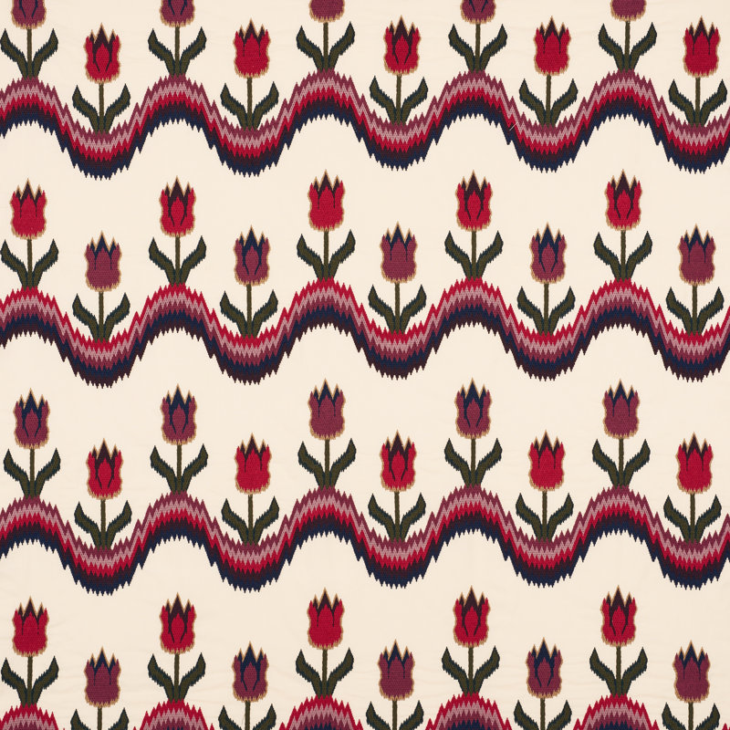 Tulip Flamestitch Embroidery Fabric, Jewel