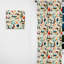 Motif de collage Mid-Century à motif géométrique I - Rideau obscurcissant géométrique abstrait - 1 panneau-107599924