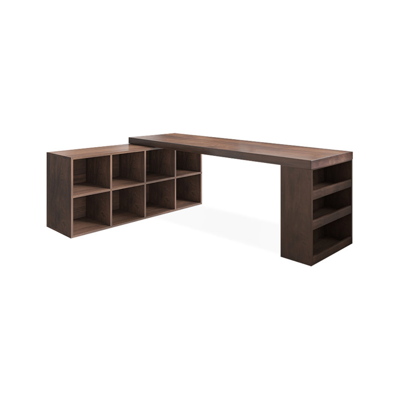 Bureau d'écriture en L en bois massif noisette, bureau, H 29,53 po x l 62,99 po x P 55,12 po