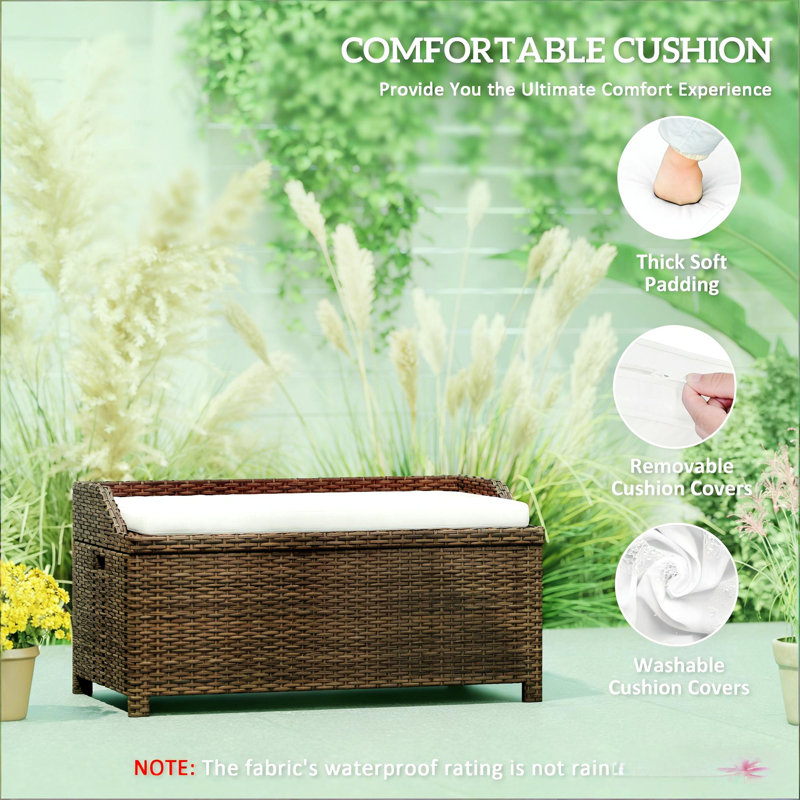 Outdoor Wicker Storage Bench