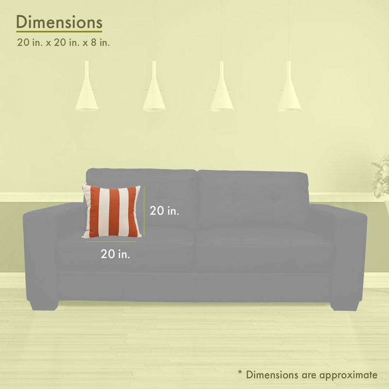 Burnt Orange and Cream Striped Square Outdoor Pillow
