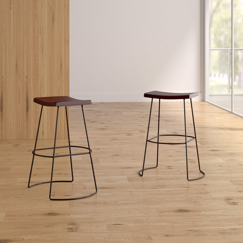 Modern Brown 25-Inch Counter Stool with Space-Saving Backless Saddle Seat, Chestnut, Counter Stool (25" Seat Height)