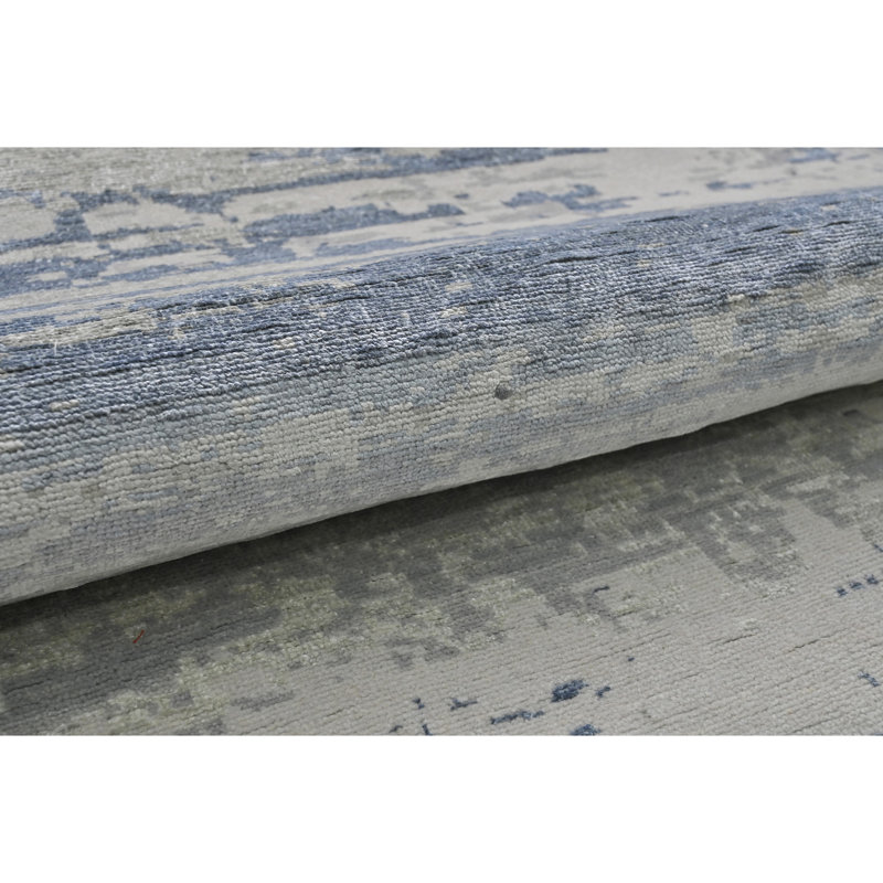 High-Quality Hand-Knotted Silver And Grey Area Rug