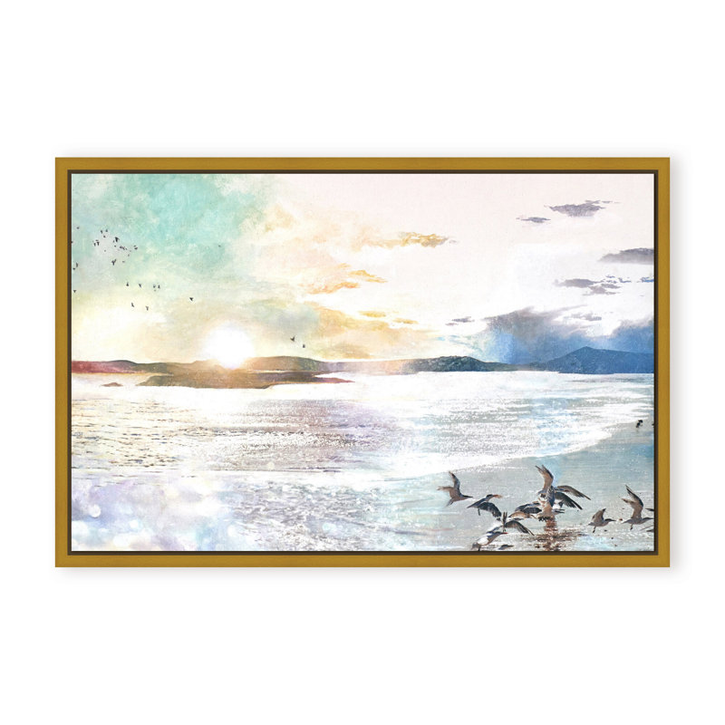 «Nature Inspired A New Dawn» par Stefanie Bales - Œuvre d'art encadrée, Toile avec cadre, 16" H x 24" W x 2.375" D, Noir