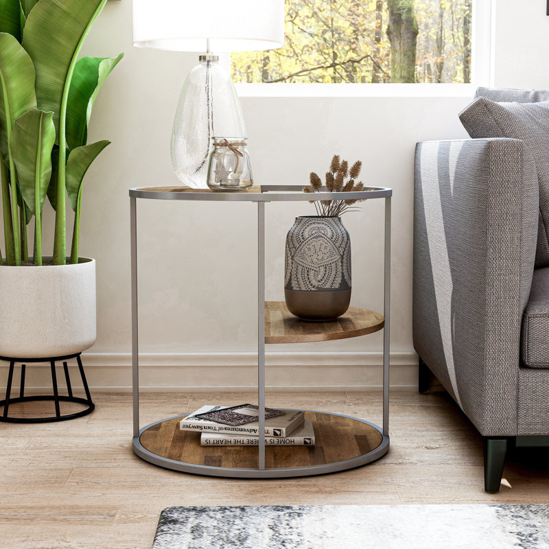 Table de bout avec tablette, Gris