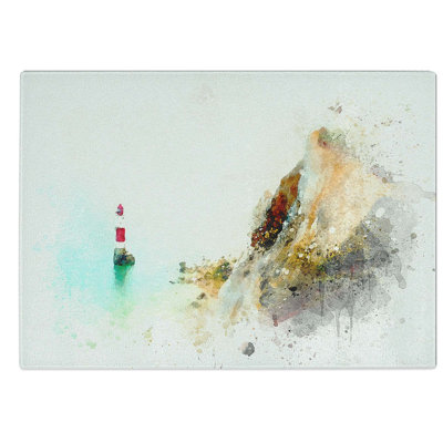 Glass Lighthouse by The Coast in Abstract Chopping Board