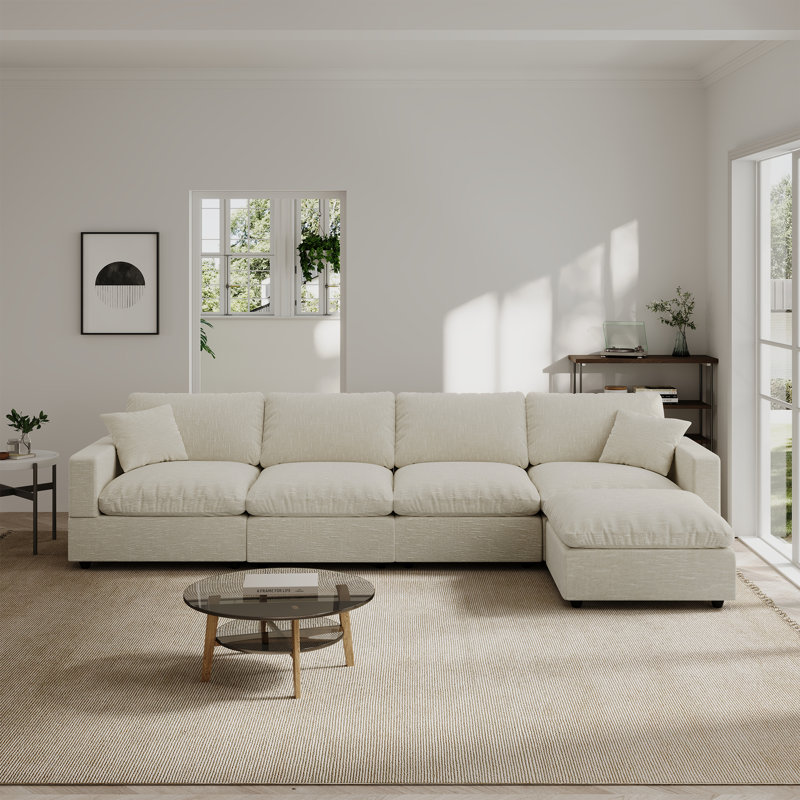 Canapé modulaire No L, Rembourrage en mousse beige