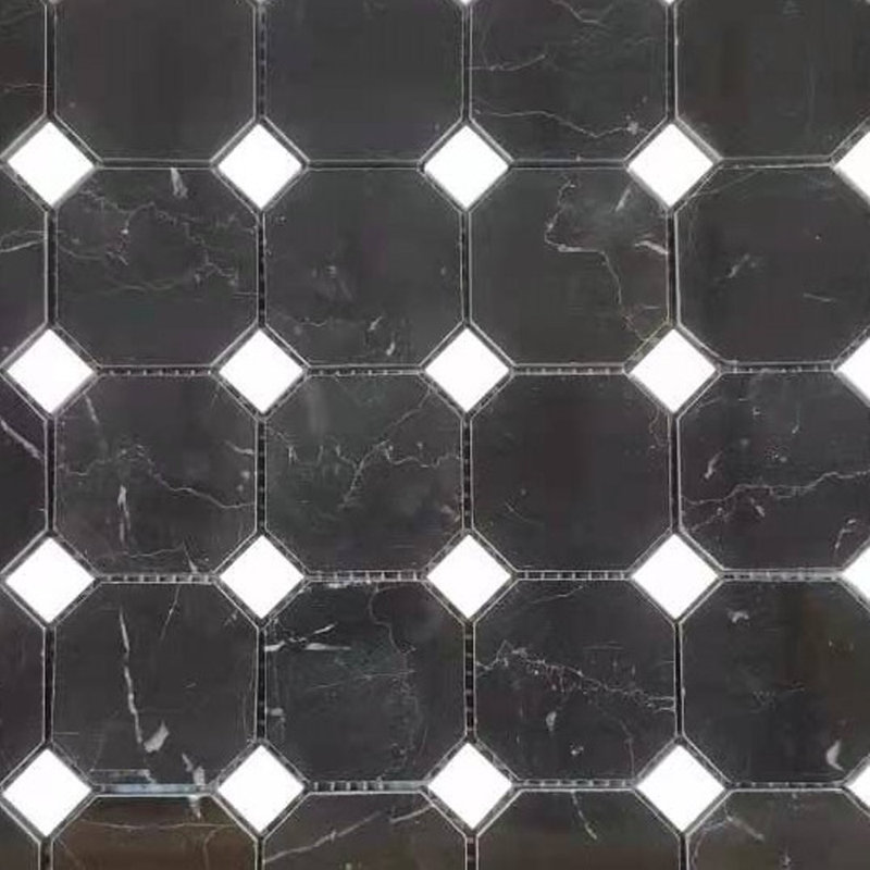 12" x 12" Marble Octagon and dot Mosaic Wall & Floor Tile