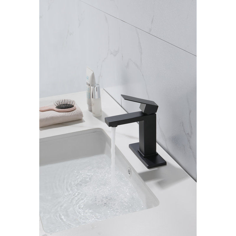 Bathroom Faucet With Waterfall Outlet In Matt Black, Single Handle Sink Faucet, Stainless Steel For Durability, Corrosion And Fingerprint- Coating, Steady Balanced Water Flow Spout Black Finish,