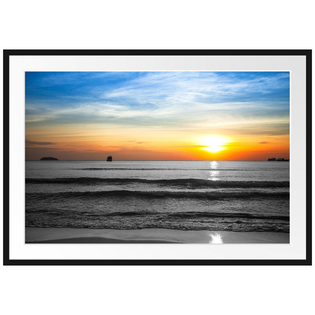 Gerahmtes Poster Malibu Beach Sunrise Water Sand