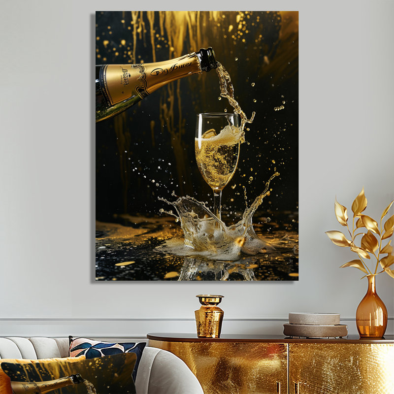 Fashion Bubble Celebration I - décoration murale vin et champagne, Toile tendue, H 32 po x l 16 po x P 1 po