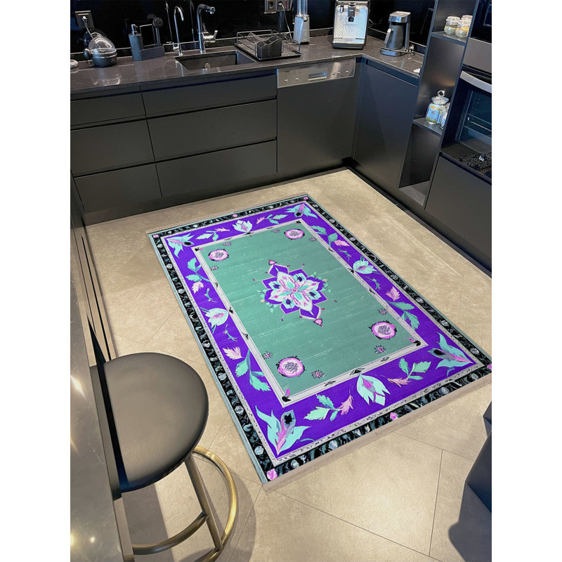 Tapis décoratif moderne à motif tissé mauve Rio