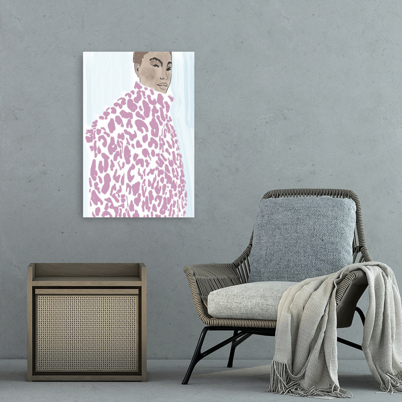 Impression d'art léopard rose, abstrait, moderne et élégant, 36" H x 24" W