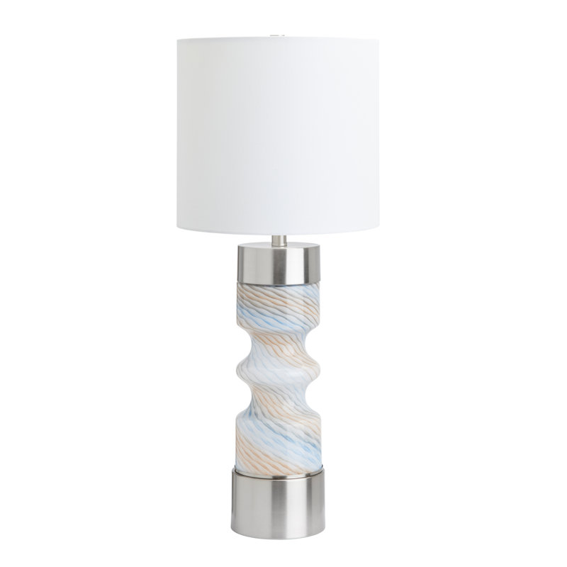 30.25" Metal Table Lamp With White Shade