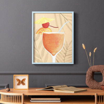«Tropical Cocktail I», reproduction encadrée - bois massif