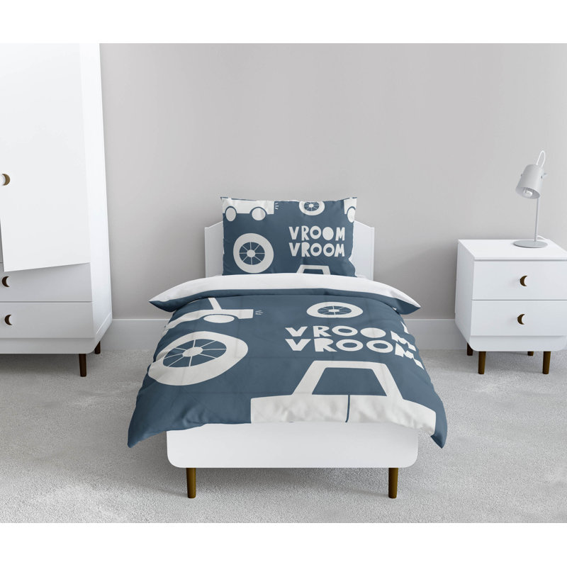 Vroom vroom Decorative Lightweight Comforter Set, Blue