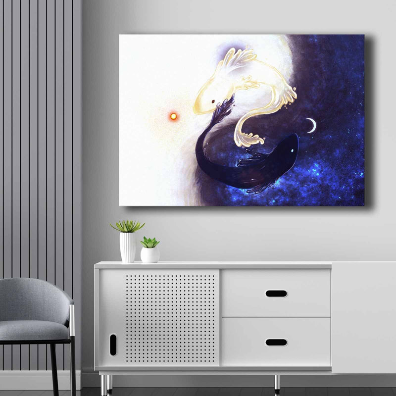 Superbe peinture décorative sur toile, bleu marine et mauve avec des accents crème et blanc, 27,6 po x 39,4 po | 100% toile (épaisseur: 0,1 pouce) et cadre 100% bois de pin (épaisseur: 0,9 pouce) | Parfait pour décorer un salon ou une chambre à coucher