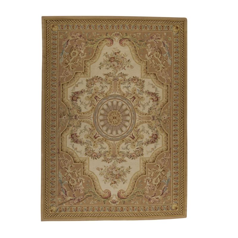 Hand-Knotted Aubusson High-Quality Brown/Beige Area Rug
