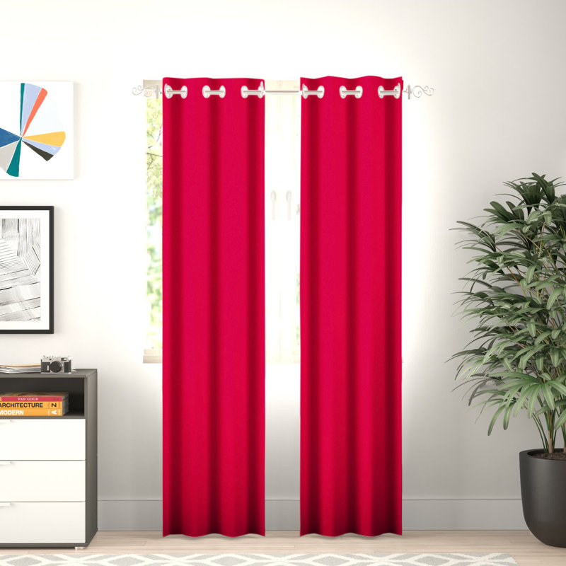Brick Room Darkening Curtain Pair, Red, 38" W x 84" L