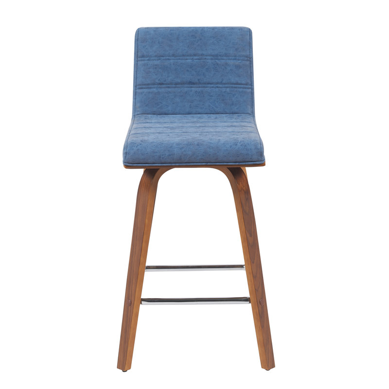 Tabouret de bar et de comptoir Biance, Tabouret de comptoir (siège d'une hauteur de 26 p, Bleu, Brun