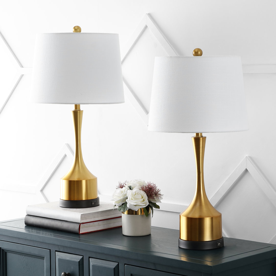 Cooper USB Table Lamp (Set of 2) Red Barrel Studio® Base