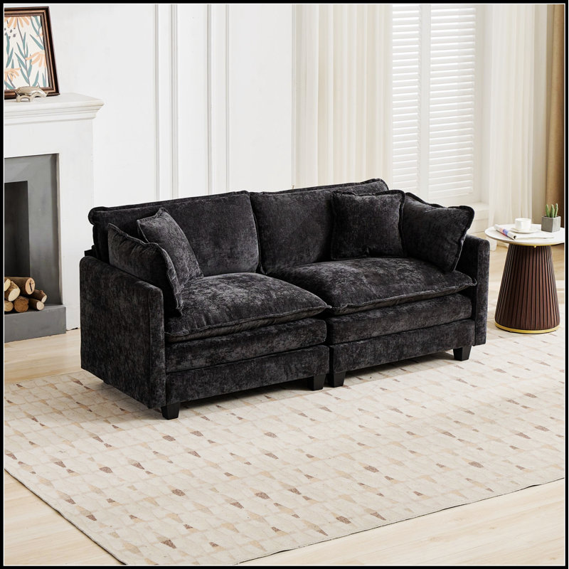 Causeuse Cloud Cloud, canapé modulaire moderne avec coussins rembourrés à double couche confortables, tissu chenille respirant pour le salon et l’appartement