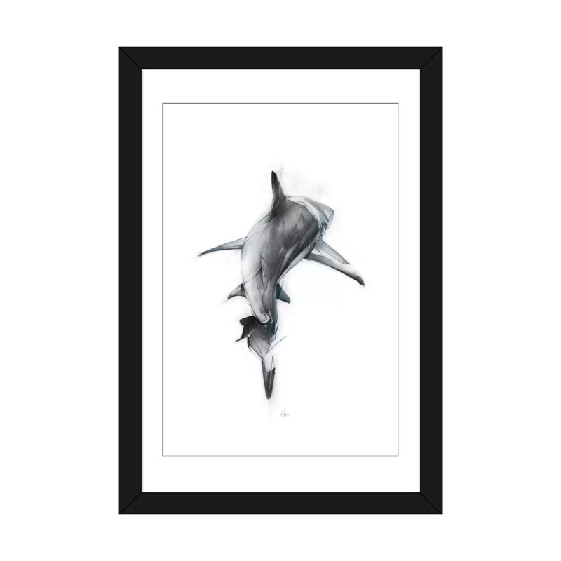 " Shark III " by Alexis Marcou, Black Framed Fine Art Paper, 24" H x 16" W x 1" D