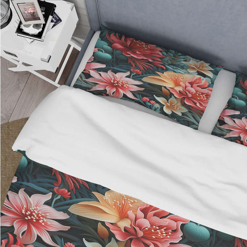Literie à motif tropical Oceanic Gardens I, Housse de couette pour très grand lit et 2 très