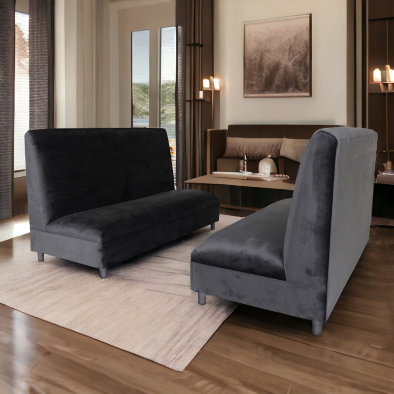 Canapé moderne en velours, sans accoudoirs pour le salon et appartement avec cadre en bois massif, ensemble de 2