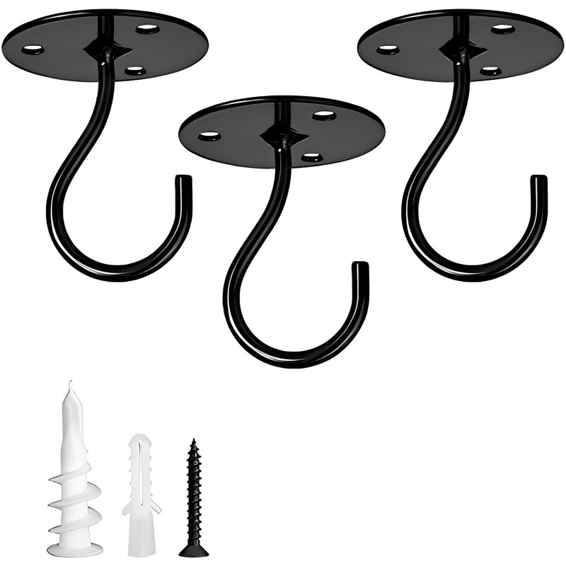 Crochets pour plantes suspendues, support mural robuste pour suspendre les mangeoires d'oiseaux, lanternes, carillons éoliens, jardinières, décoration extérieure, paquet de 3