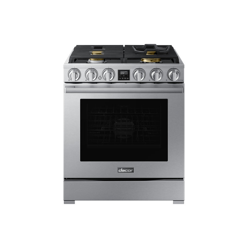 30" Pro-Range 4 Burners, Transitional, Silver, NG/LP, Dual Fuel