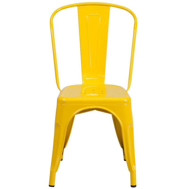 Commercial GradeMetal Indoor-Outdoor Stackable Chair, Yellow