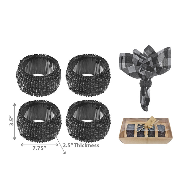 Glass Napkin Ring, Black