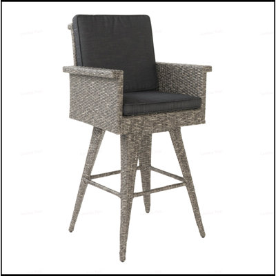 Tabouret de bar d'extérieur en osier pivotant avec coussin résistant à l'eau, durable et confortable pour un patio