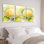Tableau aquarelle floral d'hortensias jaunes sur toile tendue (lot de 3)