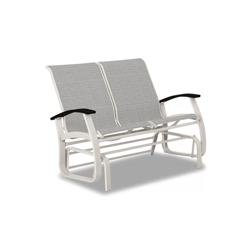 Belle Isle Outdoor Glider, Black P70, Textured Snow, Red 1D Sunbrella®