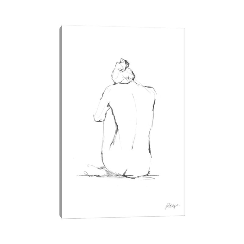 «Silhouette Contour IV» par Ethan Harper - dessin, reproduction, H 40 po x l 26 po x P 1,5 po, Toile tendue, Pas de tapis