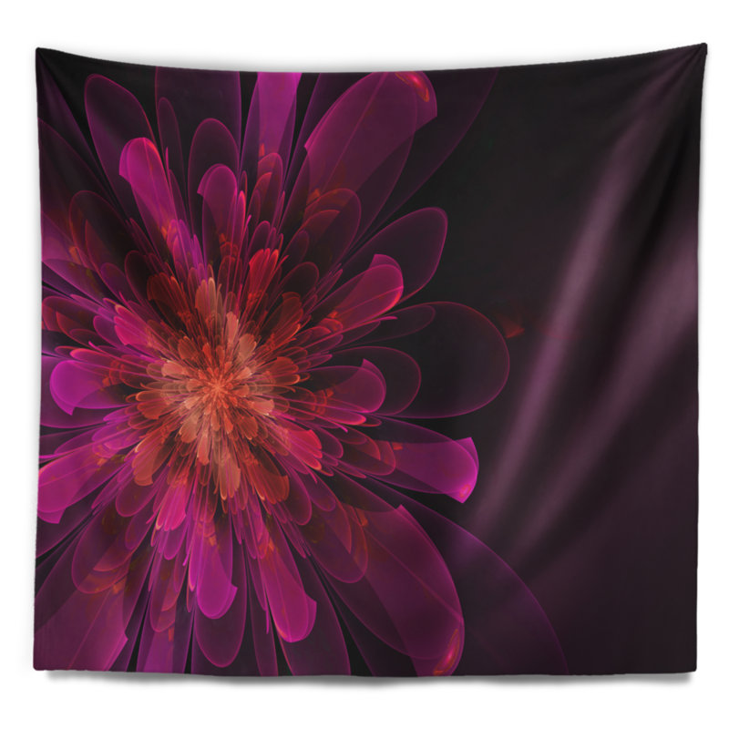 Grande tapisserie florale à fleur exotiques rose, H 78 po x l 92 po