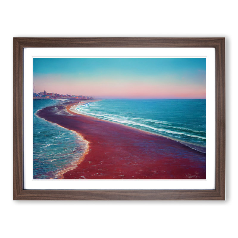 Beach Path - Single Picture Frame Painting, 46cm H x 64cm W x 2cm D, Walnut