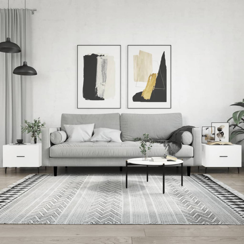 Four Leg Coffee Table with Storage, high gloss white