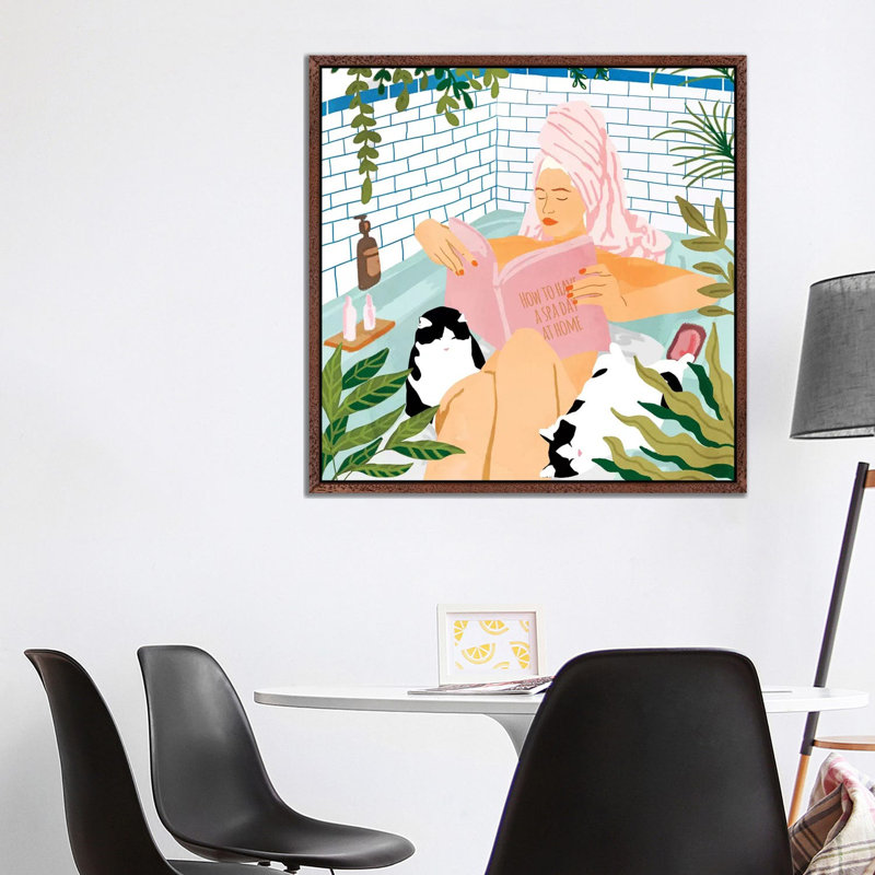 How To Have A Spa Day At Home - Print on Canvas, Classic Brown Wood Framed, 93.98 cm H x 93.98 cm W