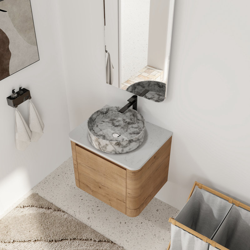 Meuble-lavabo simple 24 po avec plateau en pierre reconstituée 24 po