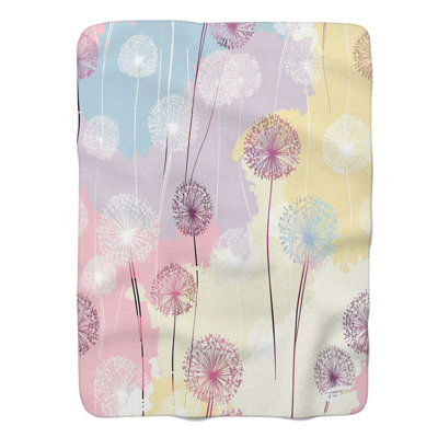 Whispery Dandelion Art - 1 Piece Premium Sherpa Blanket