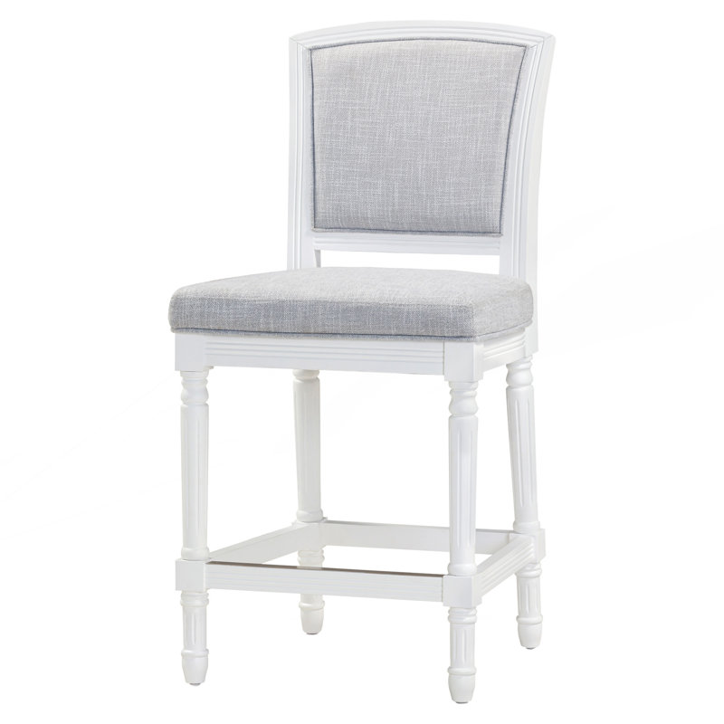 Tabouret 1PC avec siège et dossier rembourrés, Gris / Blanc, 26
