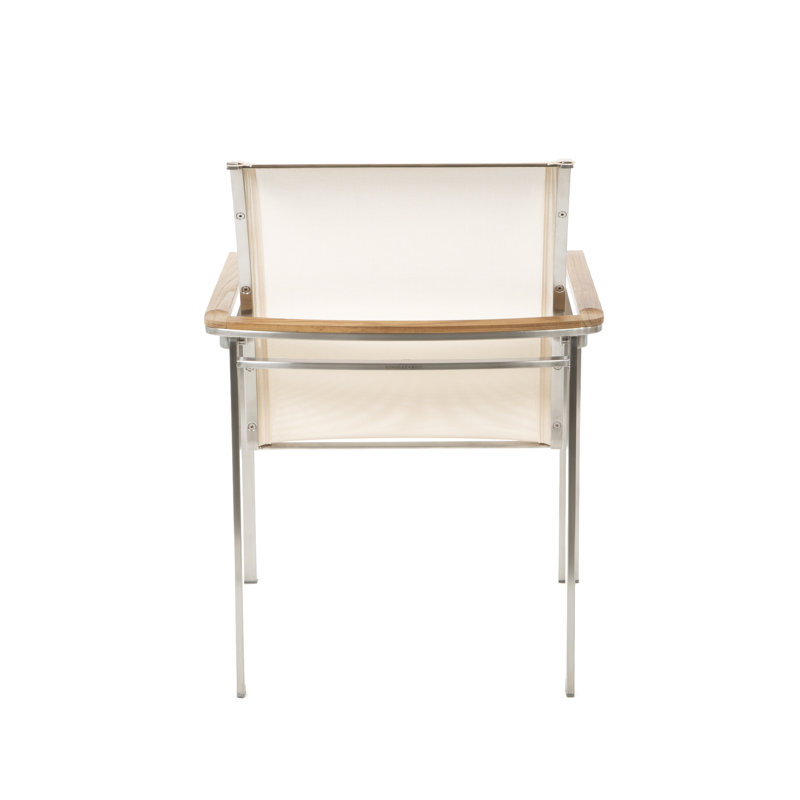 Tivoli Stacking Teak Patio Dining Arm Chair, No, Cream