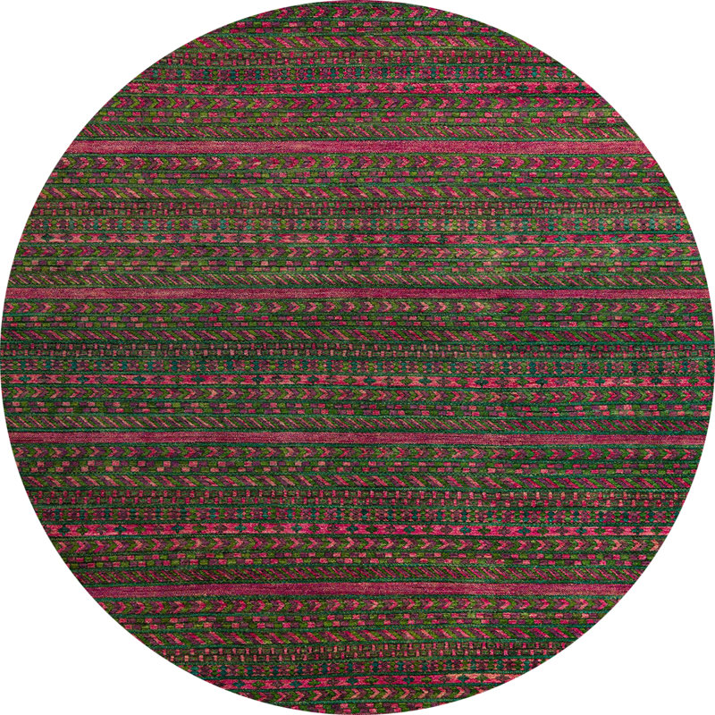Striped Indoor Rug, Round 6'