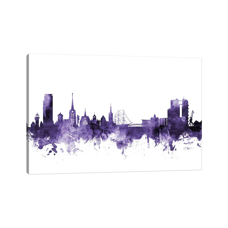 Halmstad, Sweden Skyline by Michael Tompsett - 1 Piece Wrapped Canvas Wall Art, 20.32 cm H x 30.48 cm W