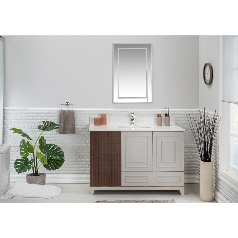 Ensemble de meuble-lavabo simple 47,2 po avec miroir Chaaya, Gris / brun