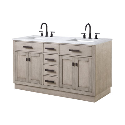 Meuble-lavabo de comptoir en marbre blanc de 60 po avec robinet Chestnut